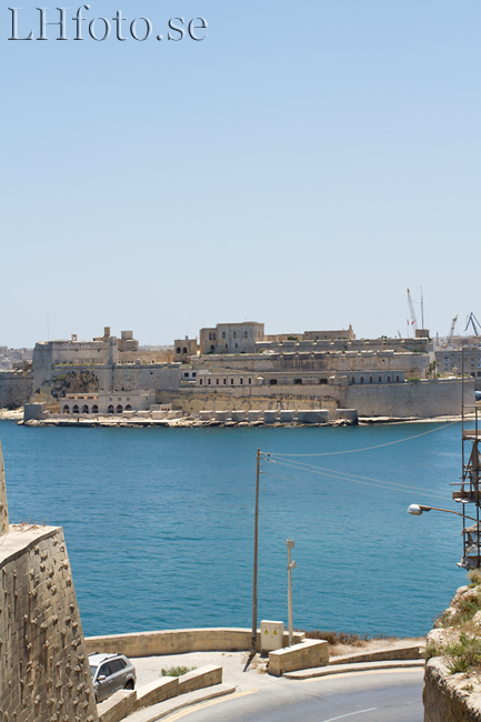 Utsikt från Valletta mot Fort St Angelo, Vittoriosa